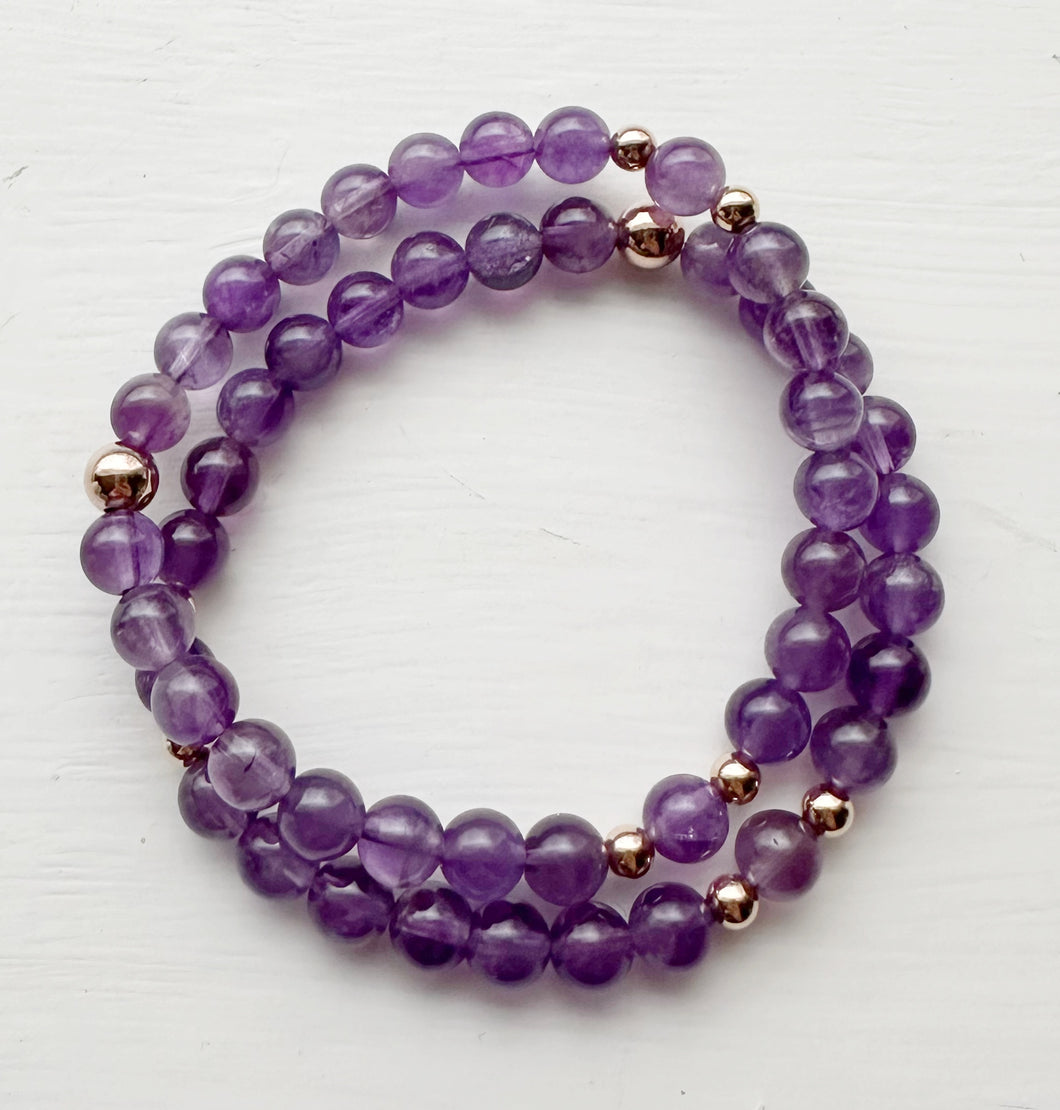 Amethyst Bracelet with 14K Rose Gold-Filled Beads