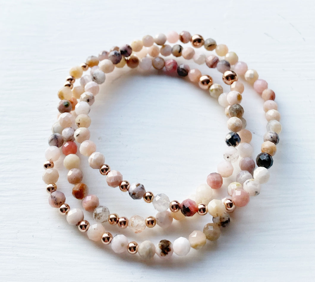 Faceted Peruvian Pink Opal with 14K Rose Gold-Filled Beads