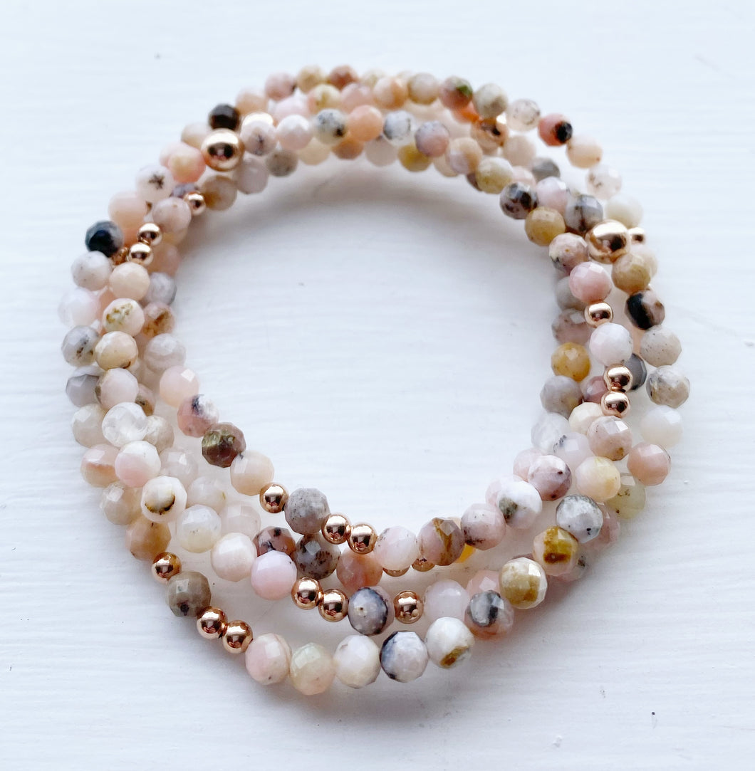 Faceted Peruvian Pink Opal with 14K Rose Gold-Filled Beads